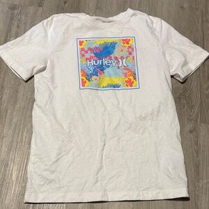 Hurley White Tee with Tropical Graphic